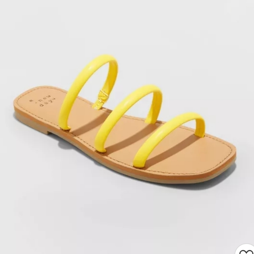 a new day Wren Yellow Strappy Slide-on Sandals Size 9